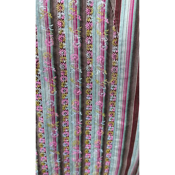 Robert Graham Striped L/S Shirt Men’s Size XL Embroidered Flowers Flip Cuff - Picture 4 of 7